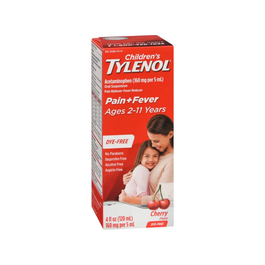Children’s Tylenol Dye-Free Pain + Fever Relief Liquid Acetaminophen Cherry (4 Oz)